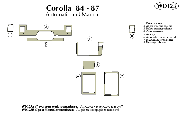 Toyota Corolla 84-97 Dash Kit by B&I
