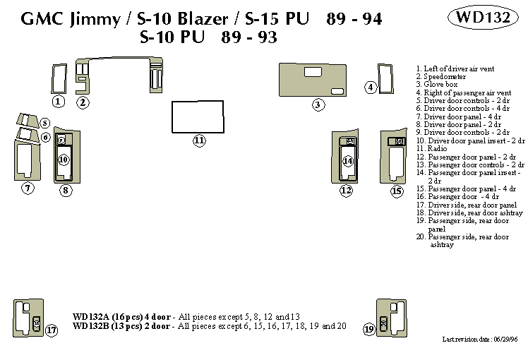 Gmc Jimmy / S-10 Blazer / S-15 Pickup 89-94 / S-10 Pickup 89-93 Dash Kit by B&I