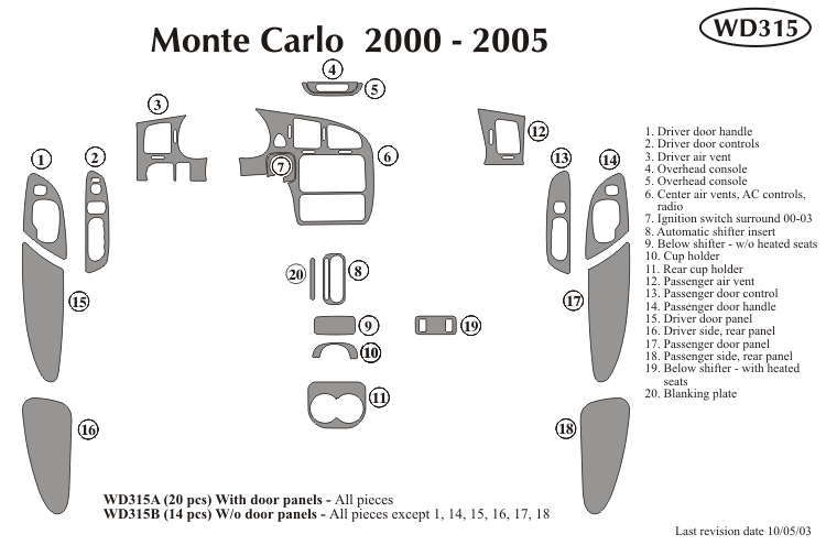 Chevrolet Monte Carlo Dash Kit by B&I
