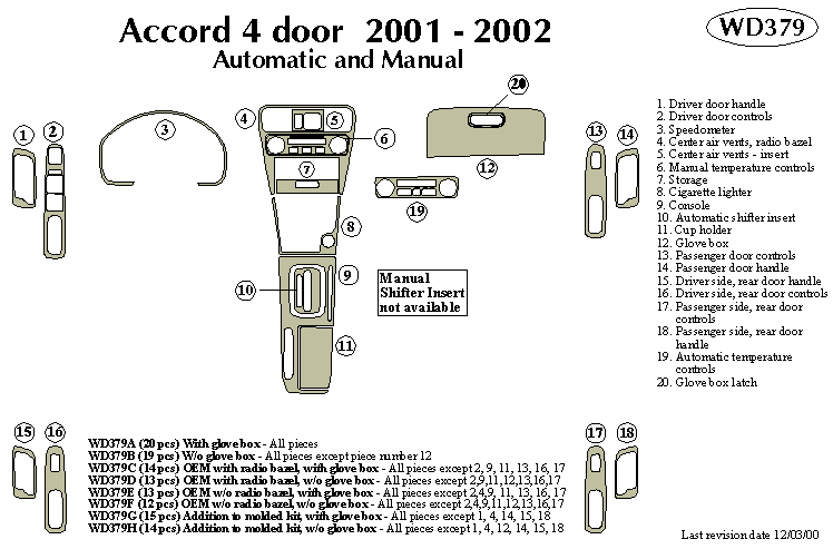 Honda Accord 4 Door Dash Kit by B&I