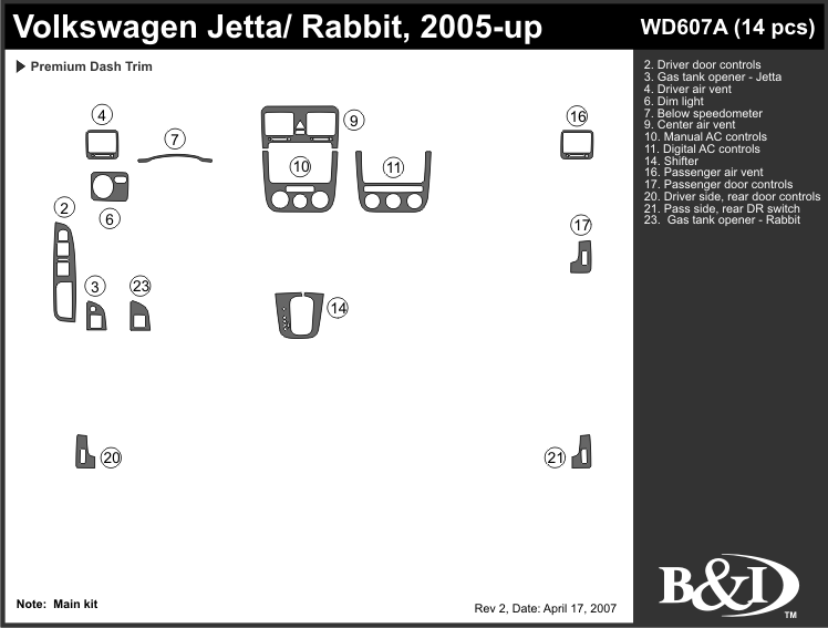 Vw Jetta 05-up Dash Kit by B&I
