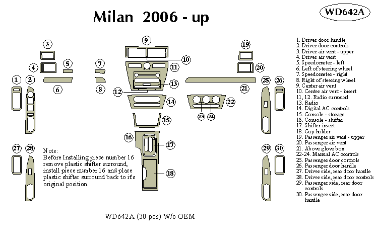 Mercury Milan Dash Kit by B&I
