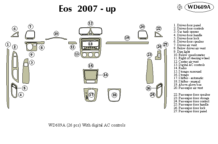 Wd691 Volkswagen Eos Dash Kit by B&I