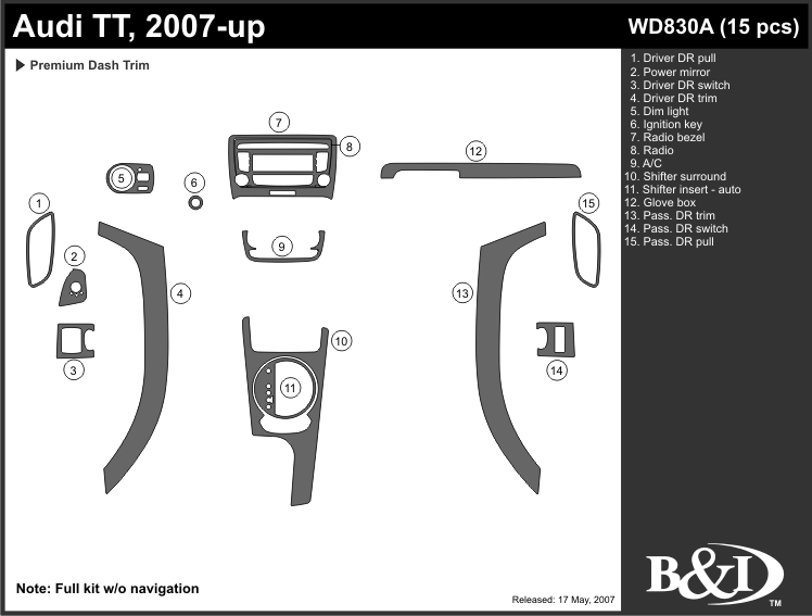 Audi Tt 08-up Dash Kit by B&I