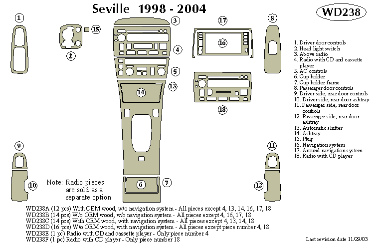Cadillac Seville Dash Kit by B&I