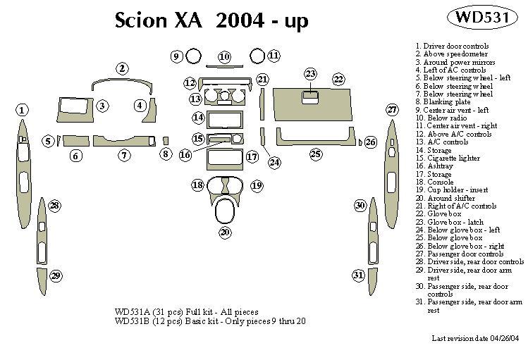 Toyota Scion Xa Dash Kit by B&I