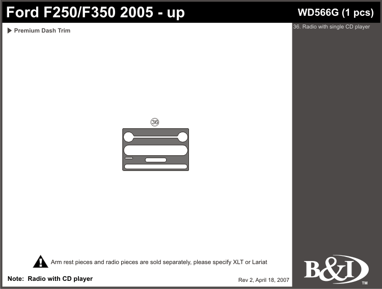 A Ford Super Duty 05-2007 Dash Kit by B&I