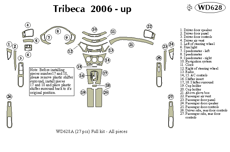 Subaru B9 Tribeca Dash Kit by B&I