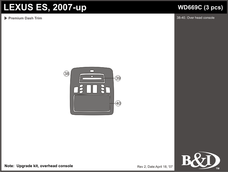 Lexus Es 07-up Dash Kit by B&I