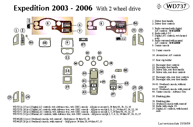 Ford Expedition 2 Wheel Drive Dash Kit by B&I