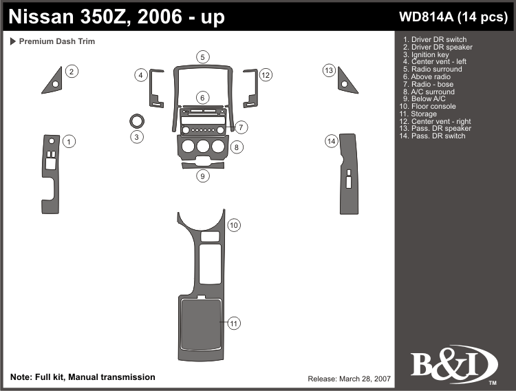 Nissan 350z 06-up Dash Kit by B&I