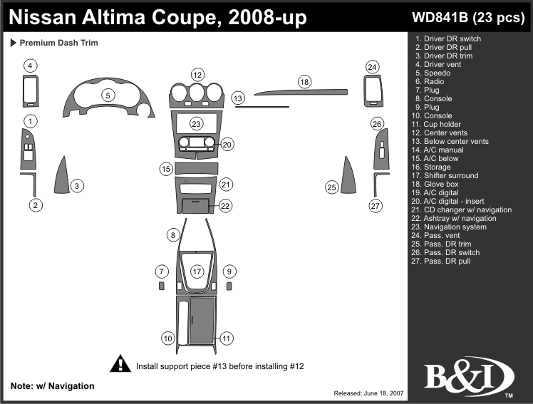 Nissan Altima Dash Kit by B&I