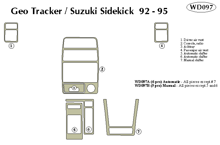 Geo Tracker / Suzuki Sidekick Dash Kit by B&I